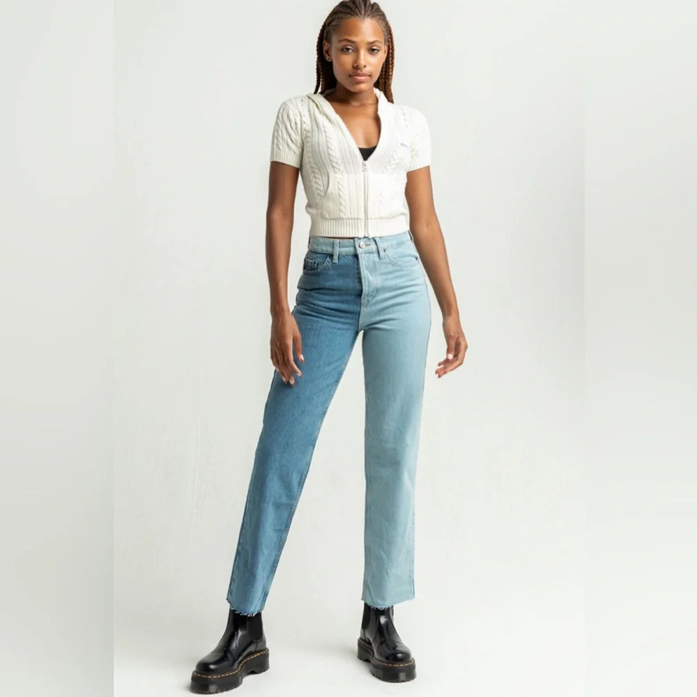 BDG Urban Outfitters 2 Tone Straight Leg Light Wash Womens Pax Jeans